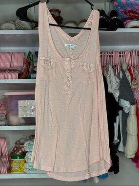 American Eagle Outfitters Pale Pink Henley Tank Top